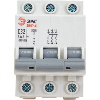 Автоматический выключатель ЭРА SIMPLE-MOD-24 3P 32А (C) 4,5кА ВА 47-29